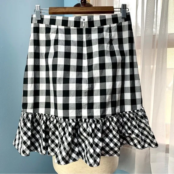J. Crew Black & White Gingham ruffle Skirt - Picture 4 of 5